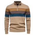Men Stripe Sweaters Stand Collar Pullover Mens Sweater Knit Jumpers Autumn Warm Long Sleeve Tops Clothing