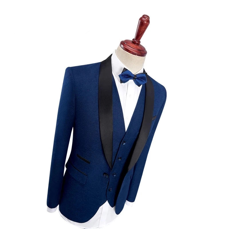 Mens Wedding Tuxedo Suits with Pants Design Black Shawl Lapel Slim Fit Burgundy Blue Suit Men