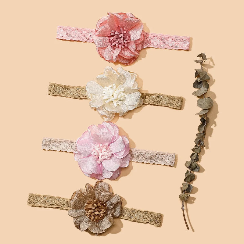 Chiffon Flower Lace Headband Baby Girls Hair Accessories Macaron Hair Flower Newborn Turban Headwrap