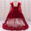 Baby Dress Girls Trailing Party Dresses Girl Embroidery Clothes Infant Evening Princess Gown Toddler Summer