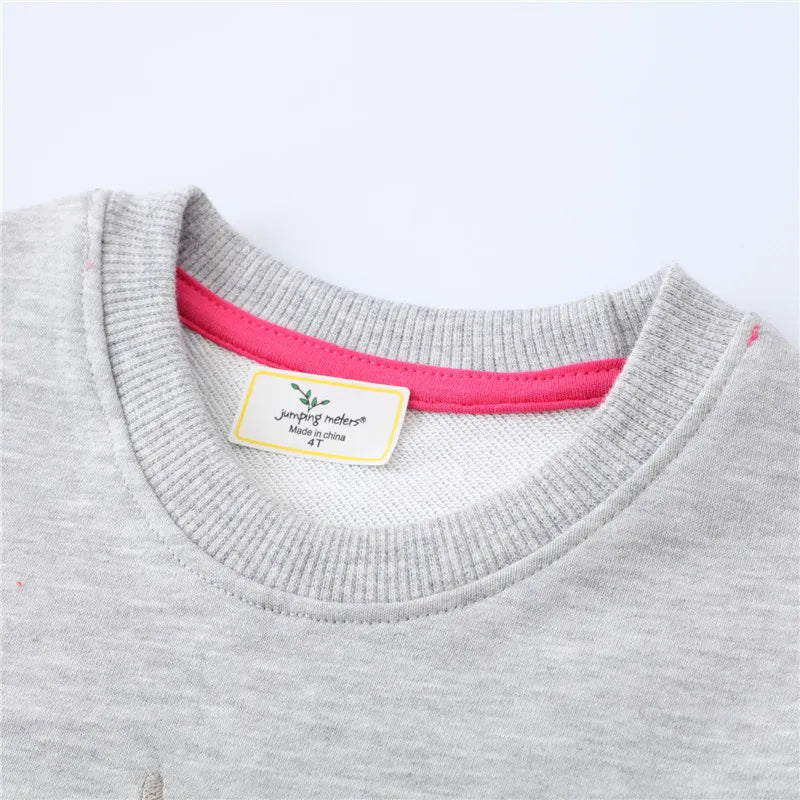 Unicorn Embroidery Autumn Winter Girls Sweatshirts Cartoon Toddler Kids Sport Shirts