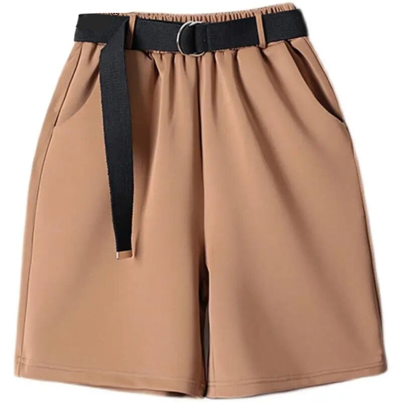 Shorts For Women Simple Elastic Waist Large Pocket Solid Air Cotton Five-point Pants Women Summer