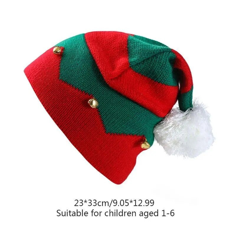 Kids Children Baby Xmas Beanie Knitted Skull Cap Jingle Bells Christmas Hat