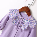 Baby Clothing Spring Baby Girls Clothes Romper Sweet Purple Daisy Doll Collar Single Breasted Long Sleeve Newborn Outdoor