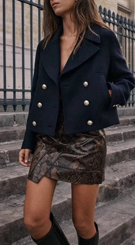 Winter Women's Coat Double Breasted Jackets For Women Long Sleeve Woolen Coats For Women
