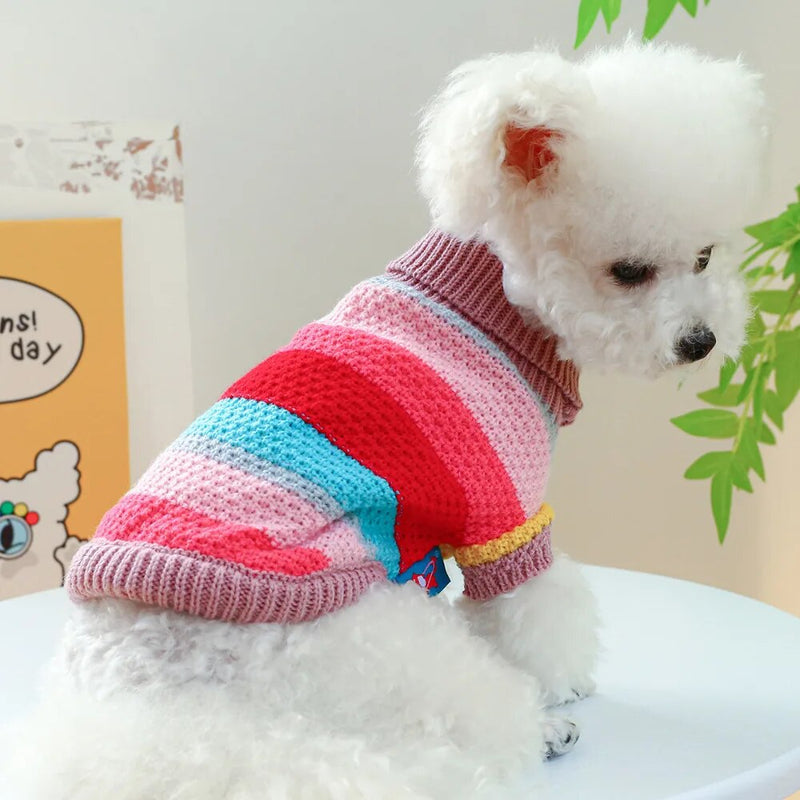 Small Dog Sweater Autumn Winter Fashion Desinger Clothes Pet Warm Knitwear Puppy Cute Stripe Pullover Poodle Chihuahua Maltese
