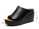 Summer Leather Sandals Platform Wedges Slippers Comfort Soft Casual Slippers Women Shoes Sandals