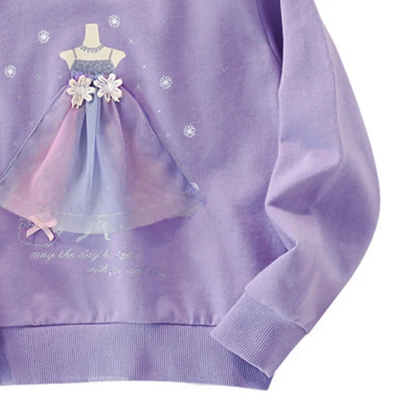 Baby Girls Autumn Tops Purple Children Sweatshirt Casual Clothes for Kids