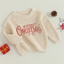 Baby Girls Christmas Knit Sweater Fall Clothes Long Sleeve Letter Embroidery Pullover Knitwear Xmas Warm Clothes