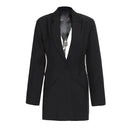 Backless Hollow Out Solid Blazers For Women Notched Collar Casual Blazer Female
