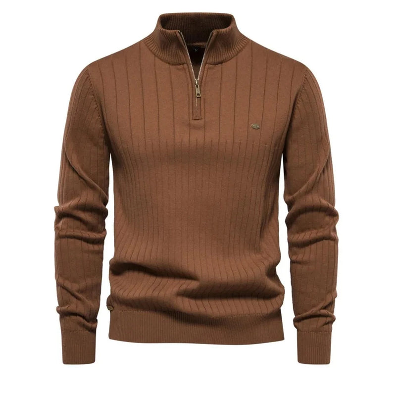Autumn Zipper Pullover Sweaters for Men High Quality Warm Winter Stand Collar Cotton Knitted Sweater Men