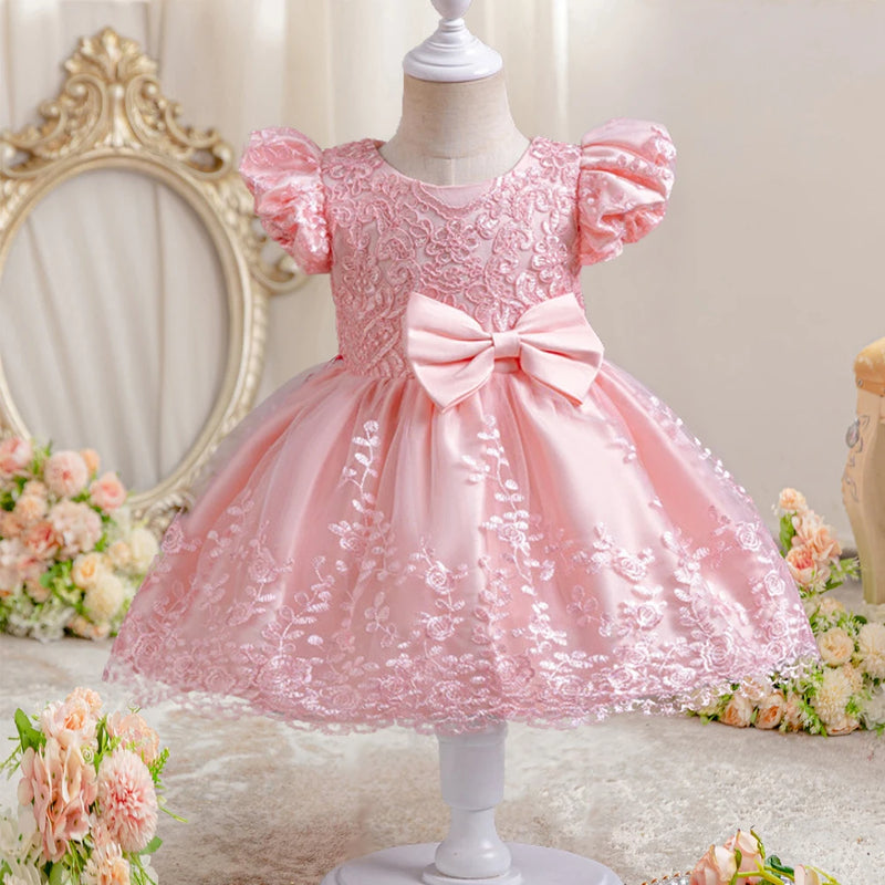 Girls lace Princess Dress Old Children's Flower Puff Sleeve Dress Baby Birthday Party Performance Dress