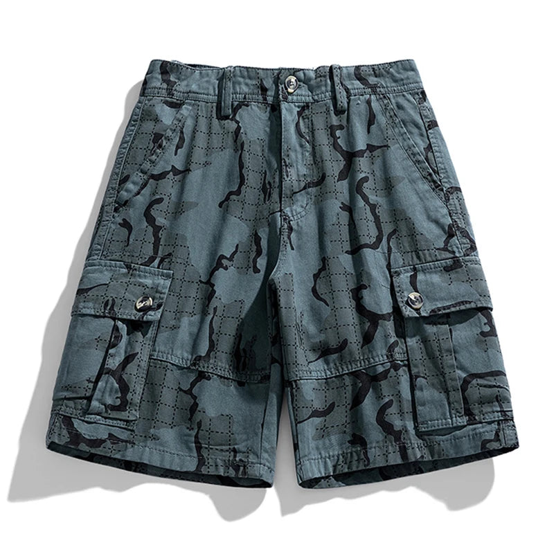Men Summer Cotton Casual Breathable Work Shorts Pants Men Lightweight Multi-Pocket Loose Comfortable Men Shorts