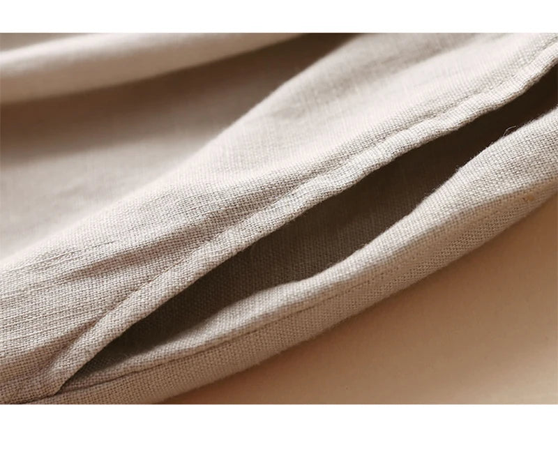 Cotton Linen Pants For Women Casual Wide Leg Pants Button Up Sweatpants