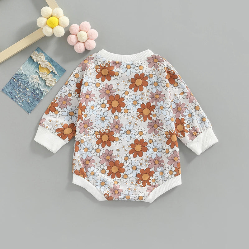 Autumn Infant Baby Girls Boys Bodysuit Floral Print Long Sleeve Cute Jumpsuit Fall Spring Clothes