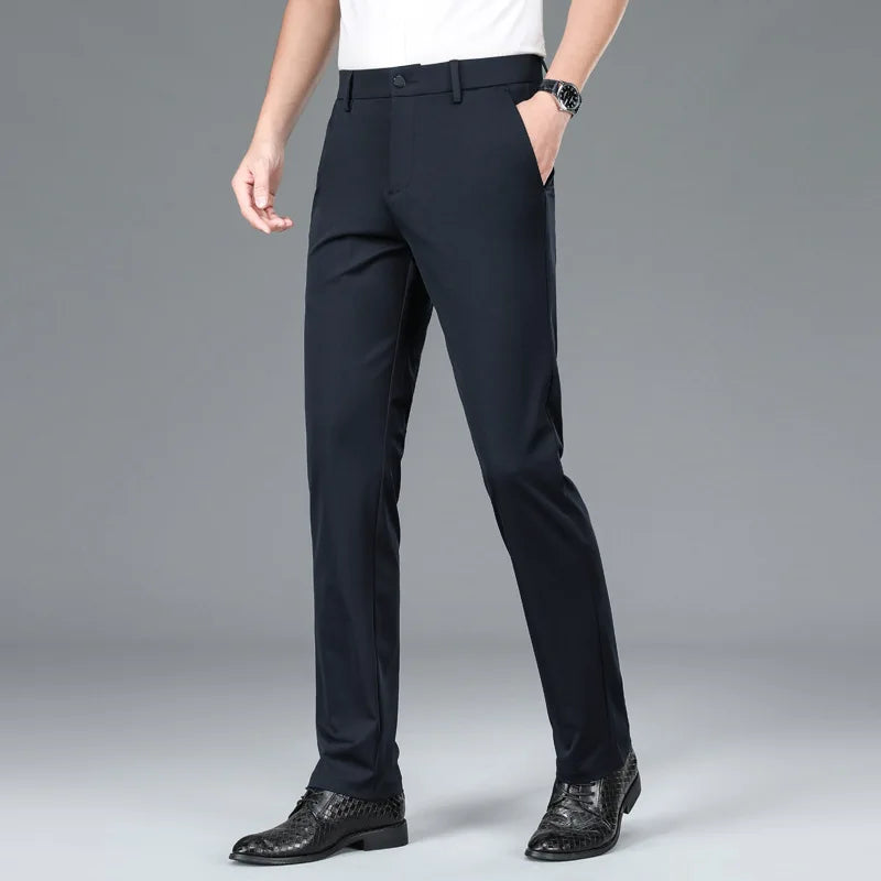 Spring Summer Men's Straight Business Casual Long Formal Trouser Male