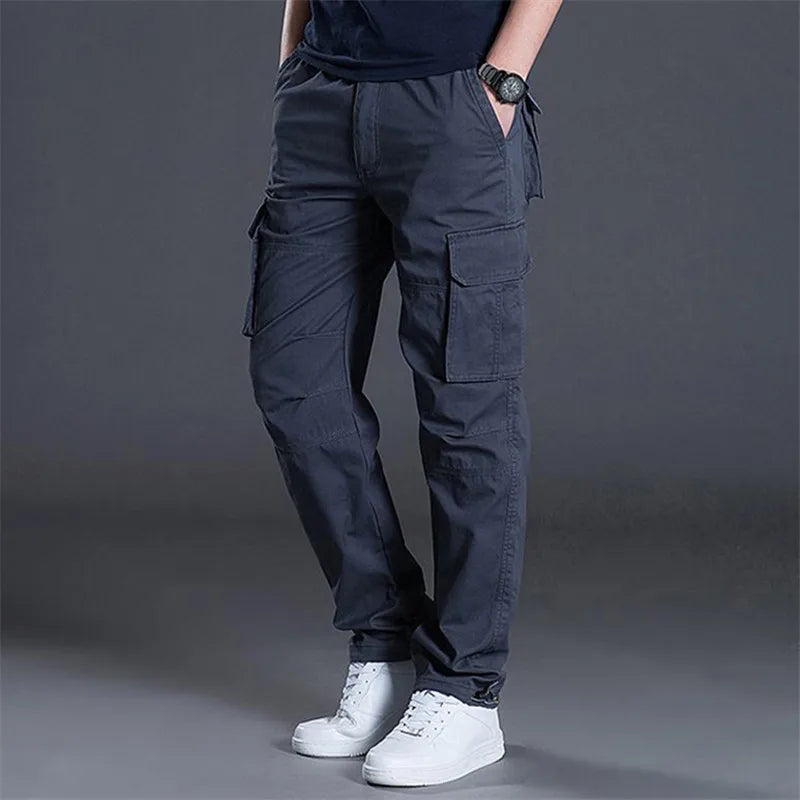 Spring Autumn Men's Cargo Pants Cotton Casual Pants Men Straight Solid Trousers Man Streetwear