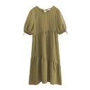Retro French Style Summer Dress Women Casual Patchwork Bandage Lace Up Fish Tail Birthday Party Dress Long Midi Sundress