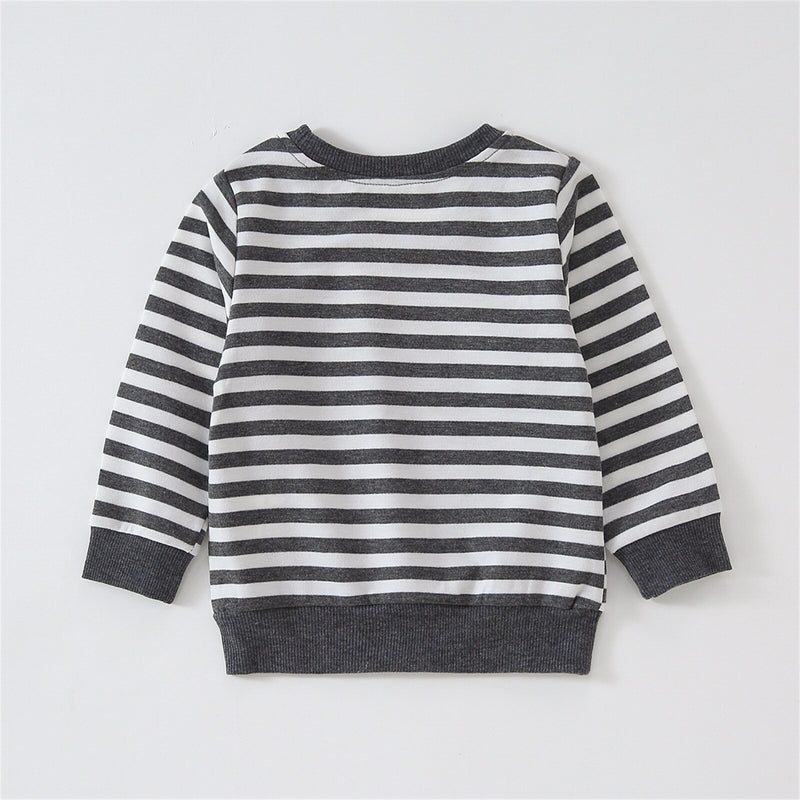 Baby Boy/Girl Solid/Striped Crewneck Long-sleeve Pullover Sweatshirt