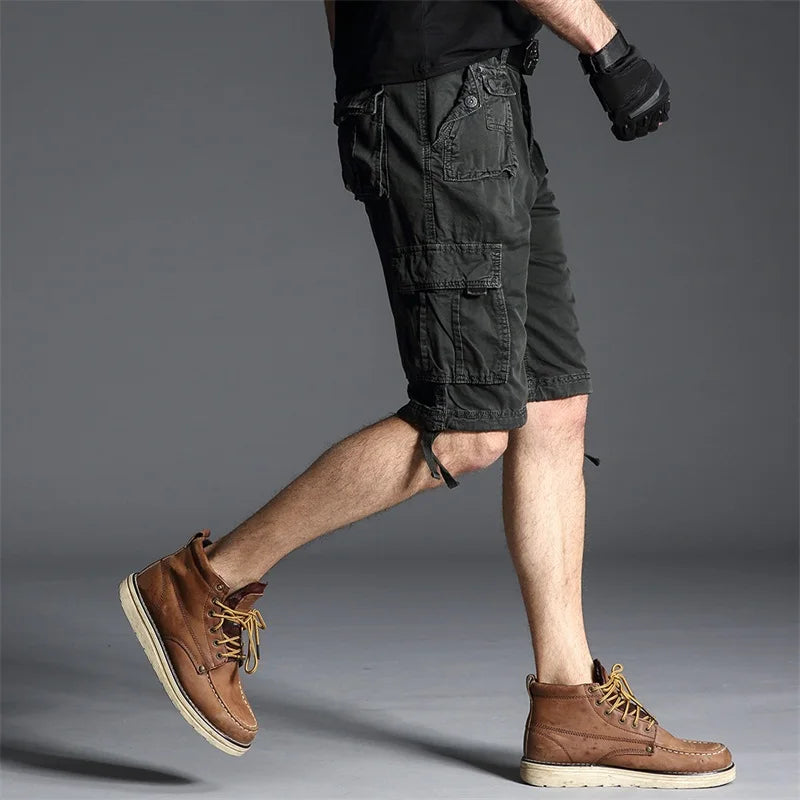 Summer Men's Cargo Shorts Cotton Loose Solid Casual Straight Outdoor Sports Short Cargo Pants For Men