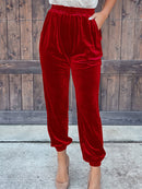 Autumn Velvet Pants Women Velour Trousers Ladies Casual Green Loose Elastic Pants For Women
