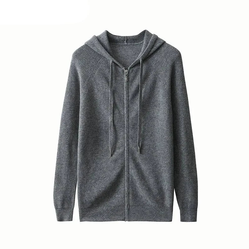 Cashmere Jacket Hoodie Men's Zipper Cardigan High-End Hoodie Coat Youth Autumn Winter Knit Casual Sweater