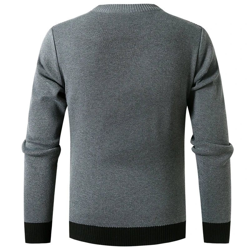 Knitted Sweater Pullovers Men Slim Zipper Mock Neck Knitwear Pullover Men Causal Solid Sweater Mens Clothing