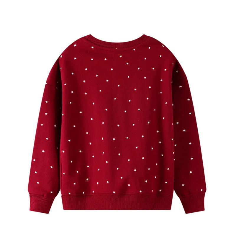 Autumn Winter Girls Sweatshirts Animals Embroidery Cute Children's Clothing Long Sleeve Kids Top