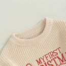 Baby Girls Christmas Knit Sweater Fall Clothes Long Sleeve Letter Embroidery Pullover Knitwear Xmas Warm Clothes