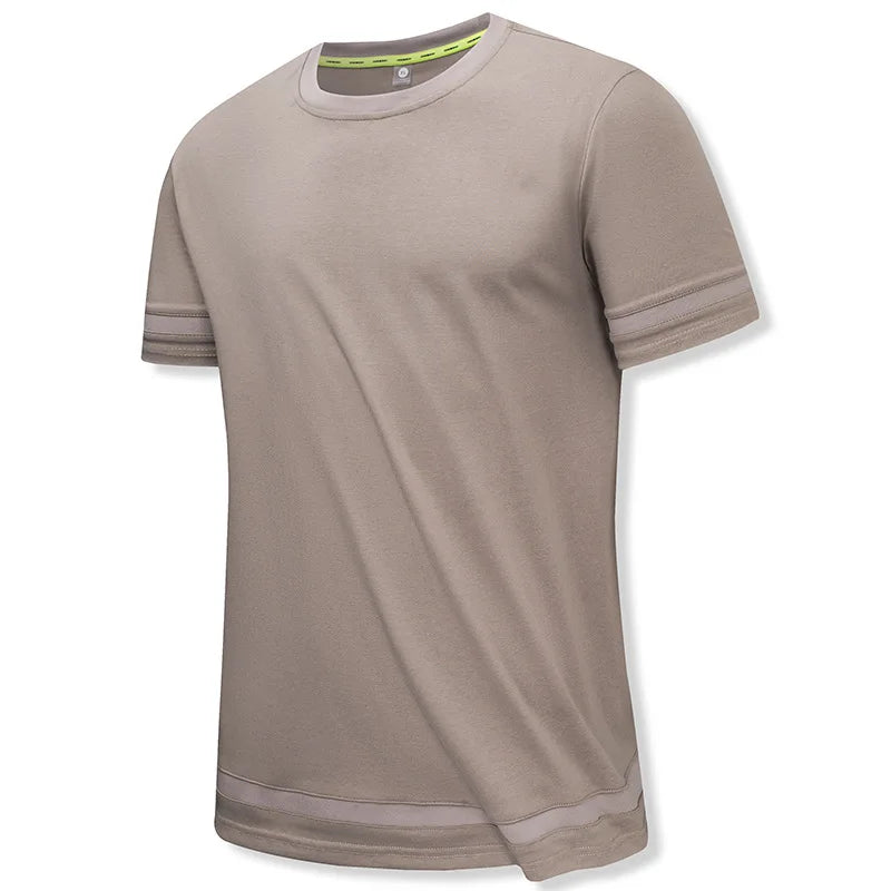 Round Neck Stitching Trend T-Shirt Men's Summer Casual Short-Sleeved Top