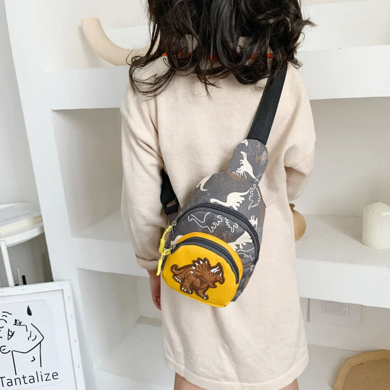 Cartoon Dinosaur Kids Backpack Cute Nylon Children Boys Girls Shoulder Bags Student Adjustable Fanny Pack Schoolbags