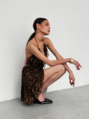 Backless Women Leopard Dresses Summer Outfit Sheath Clubwear Female