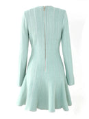 Designer Women's V-neck Double Breasted Knitted Long Sleeve Dress