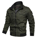 Casual Solid Jacket Zipper Pocket Stand Collar Coat Men's Pure Cotton Thin Autumn