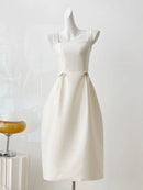 Dresses For Women Slash Collar High Waist Sleeveless Thin Elegant Dress Female Summer