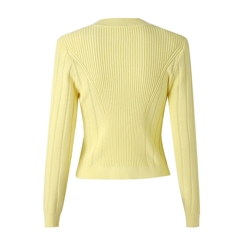 Long Sleeve Spring Knitted Sweater Casual Style Short Women Tops