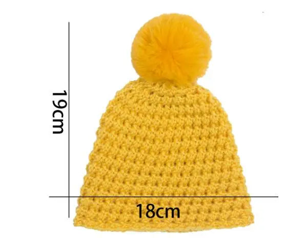 Winter Baby Solid Crocheted Wool Beanie Hat Children Knitted Pompom Ball Bonnet Skullcap Hat