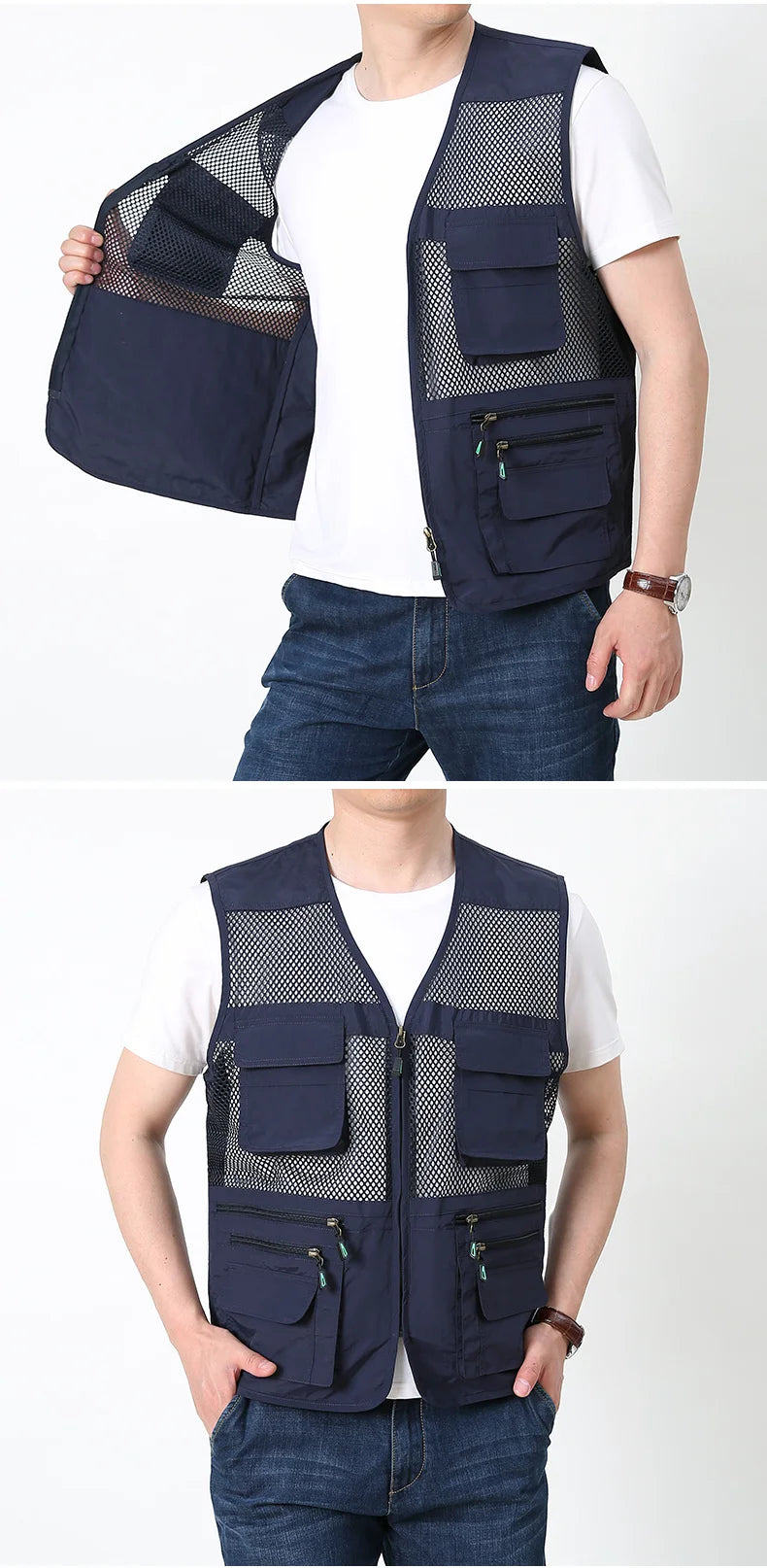 Summer Thin Mesh Vest Outdoor Jackets Sleeveless Vest Casual Tactical Work Wear Camping Vests