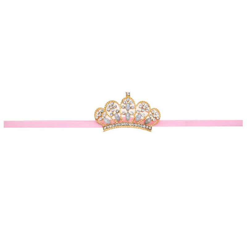 Crown Diamond Headband Hair Accessories Baby Girls Headwear Little Princess Rhinestone Nylon Headwrap