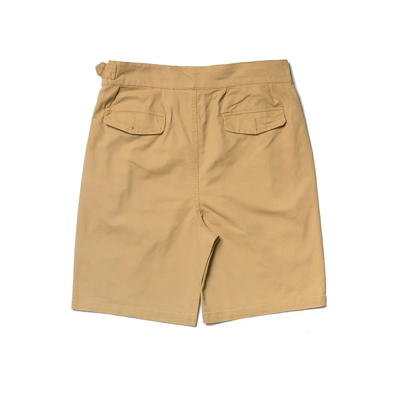 Military Waist Buckle Shorts Retro British Cotton Shorts Naples Green Canvas Cargo Short Trousers Leisure Workwear
