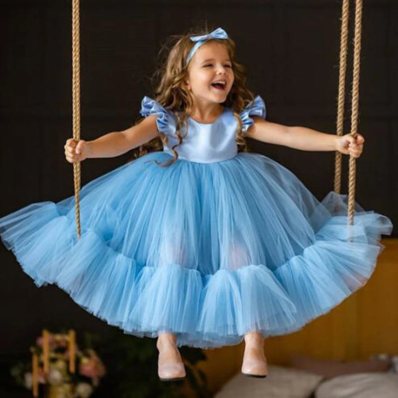 Tulle Wedding Baby Girl Dress Toddler Birthday Party Princess Dresses for Kids