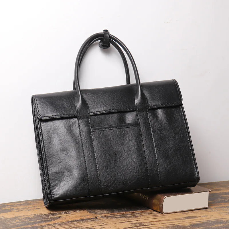 Men's Genuine Leather Business Bag Wearing Trolley Case Business Briefcase Large Capacity Laptop Case