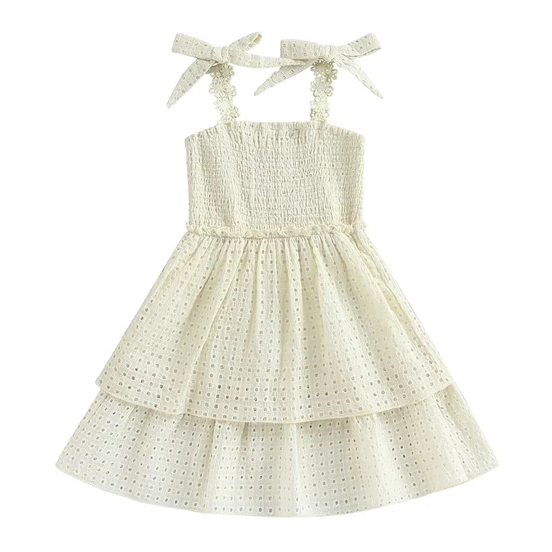Kids Toddler Girl Summer Dress Sleeveless Bow Ruffle Dresses For Girls Children Clothing