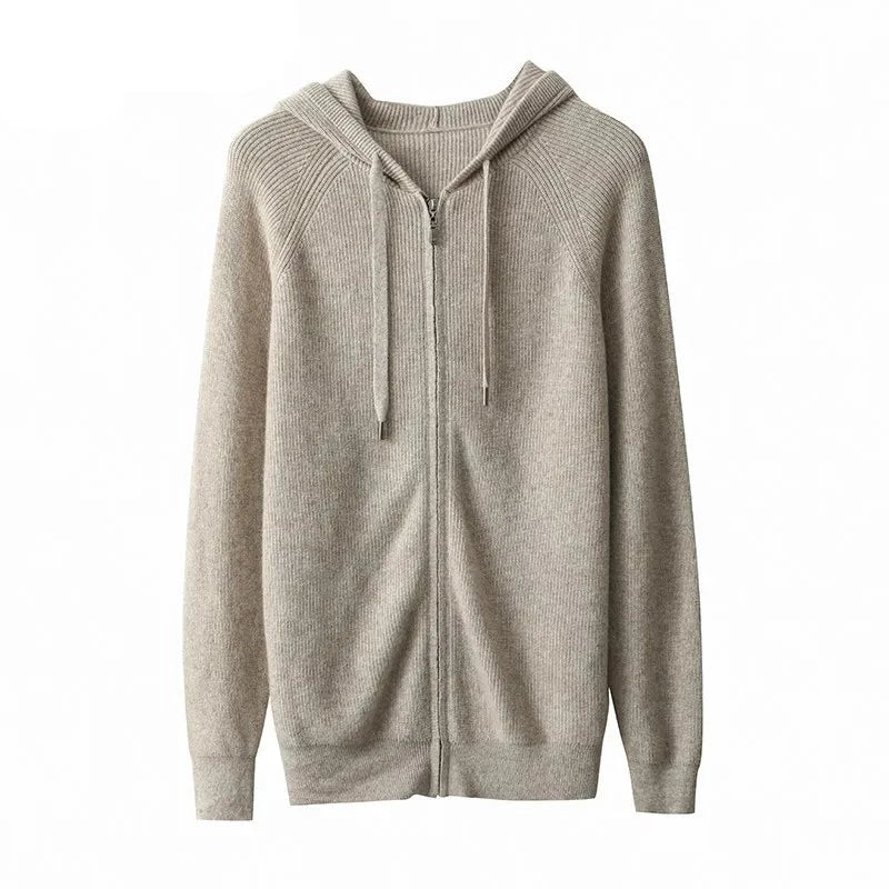 Cashmere Jacket Hoodie Men's Zipper Cardigan High-End Hoodie Coat Youth Autumn Winter Knit Casual Sweater