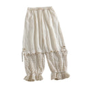 Summer Sweet Solid Embroidered Pants Women Elastic Waist Casual Pants