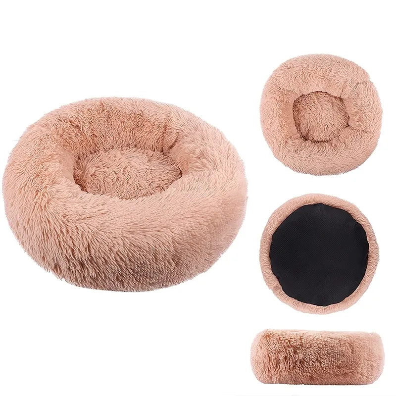 Cat Nest Round Soft Shaggy Mat Indoor Dog Cat Bed Pet Supplies Removable Machine Washable Pillow Bed for Small Pets