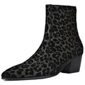 Men's Boots Genuine Leather Shoes Ankle Zipper Leopard Chelsea Dress Boots classic Shoes