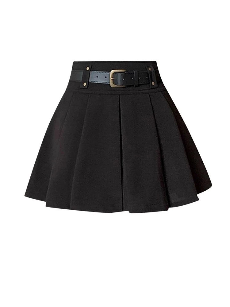 Women's Coffee Pleated Skirt Mini Skirt Vintage Skirt Clothes Summer
