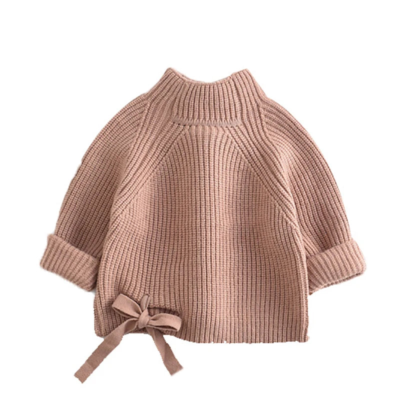 Baby Knit Sweater Children Solid Turtleneck Cardigan Boy Girls Winter Vintage Sweaters Knitted Kids Pullover Casual Clothes
