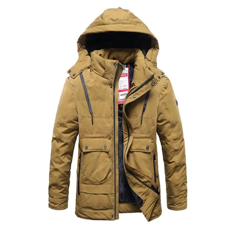 Winter Men's Thicken Jacket Mens Casual Hooded Warm Windbreaker Parkas Coats Male